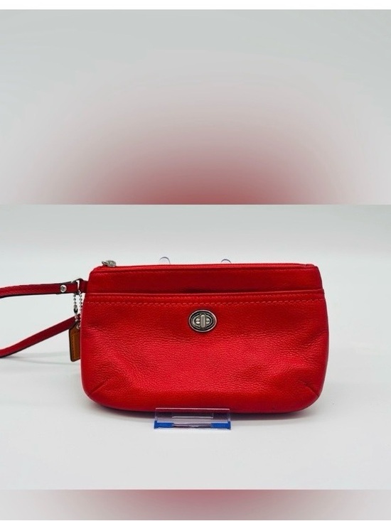 Coach Handbags - Coach Park Y2K Red Pebbled Leather Wristlet Mini Bag Turn-Lock F49472 EUC